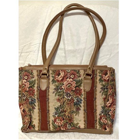 Vintage Floral Stripe Tapestry Purse Shoulder Bag - Picture 4 of 9